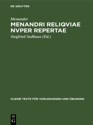 cover image of Menandri reliqviae nvper repertae